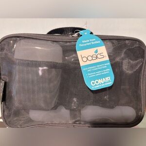 Brand new Toiletry kit with bar soap holder, shampoo, cond., toothbrush